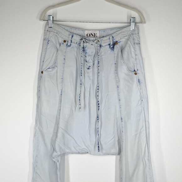 NWT One by One Teaspoon Coco Luxe Harem Pants Faded Grunge Blue Women's Size XS - Picture 3 of 15